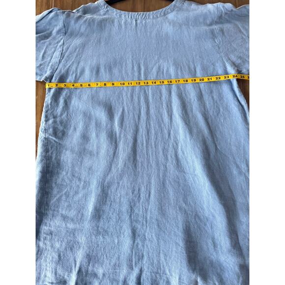 Eskandar Blue Linen Tunic One Size Oversized Relaxed Fit Minimalist lagenlook - Picture 3 of 6